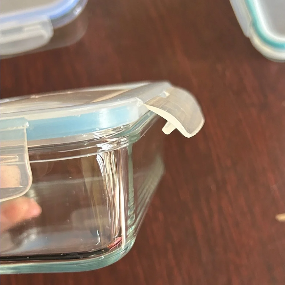 3 Clear Glass Food Storage Containers Plastic Tops; Microwave & Dishwasher Safe